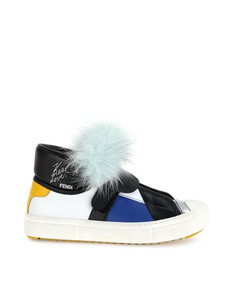 fendi sneakers karlito|Fendi Karlito Leather Monster Sneaker, Aquamarine .